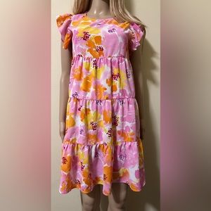 Jodifl Flower Like Pink Babydoll Style Dress G8614 Size S EUC Flutter Sleeves